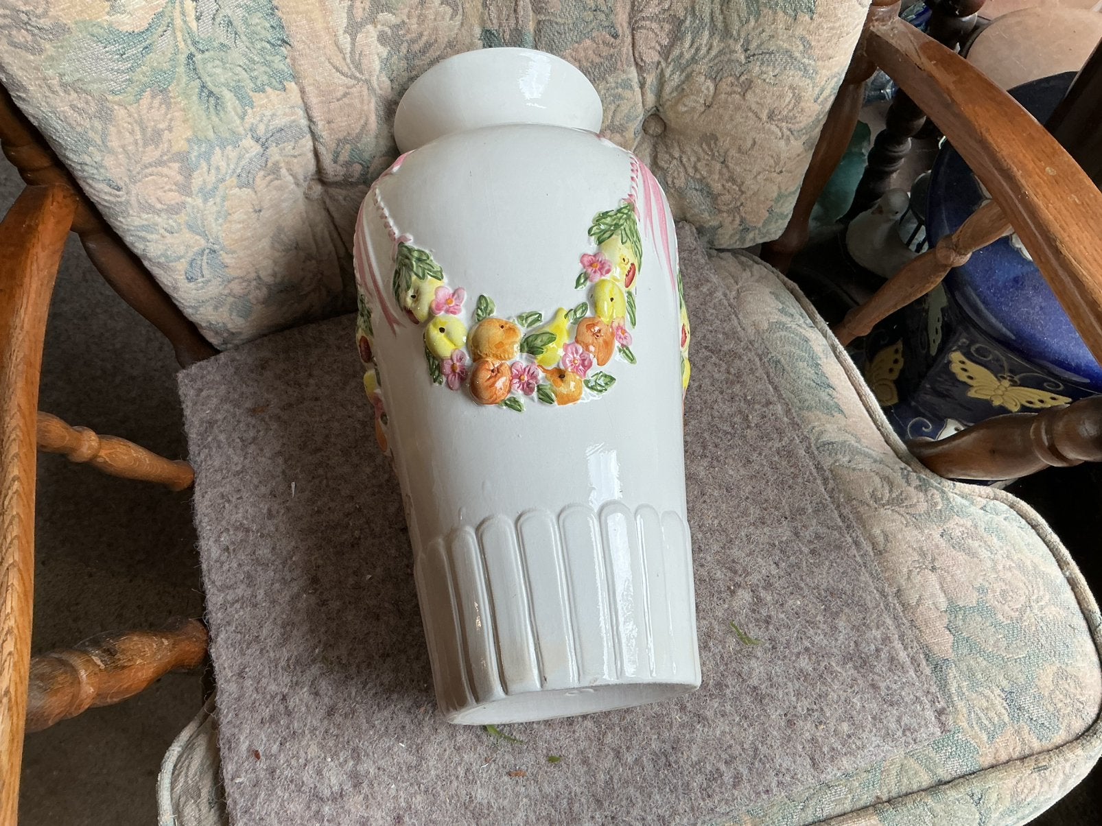 Vase en faïence - 38 cm, Maison & Meubles, Accessoires pour la Maison | Vases, Enlèvement ou Envoi, Comme neuf, Blanc