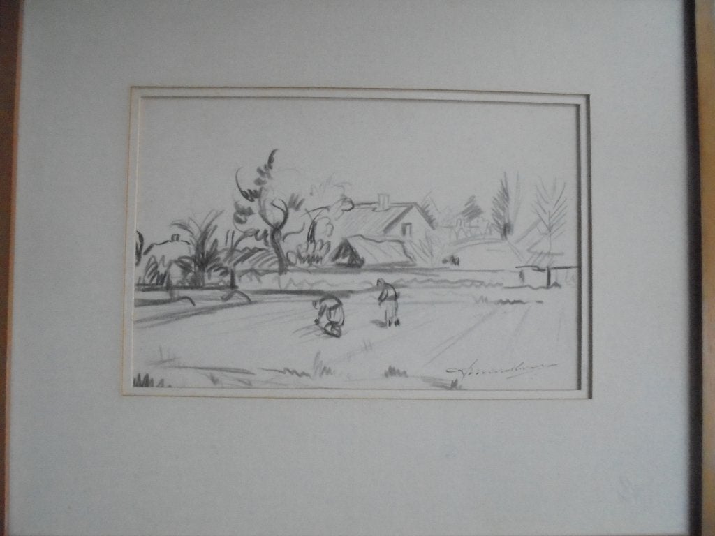 Veldwerkers  Tekening  Gesigneerd, Antiquités & Art, Art | Dessins & Photographie, Envoi, Dessin, Signé