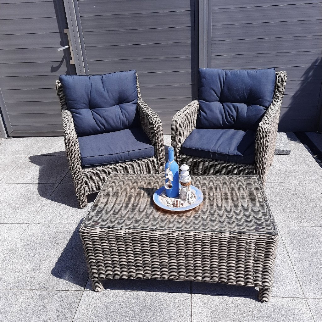 terraszetels met tafeltje, Jardin & Terrasse, Chaises de jardin, Enlèvement, Comme neuf, Synthétique