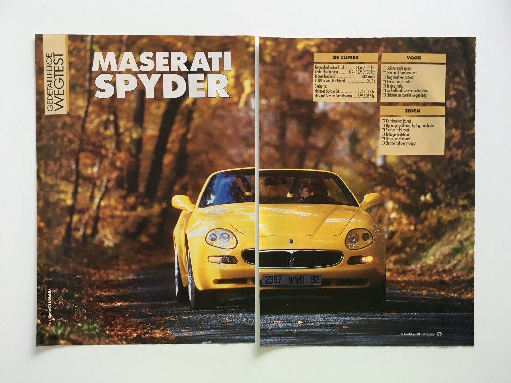 Article sur la Maserati Spyder, Enlèvement ou Envoi, Comme neuf, Autres marques