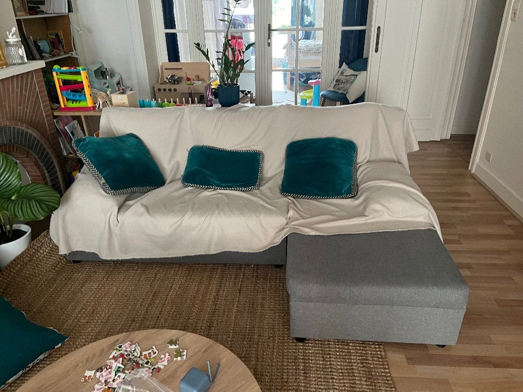 Canapé convertible avec coffre de rangement, Maison & Meubles, Enlèvement, Utilisé, Tissus