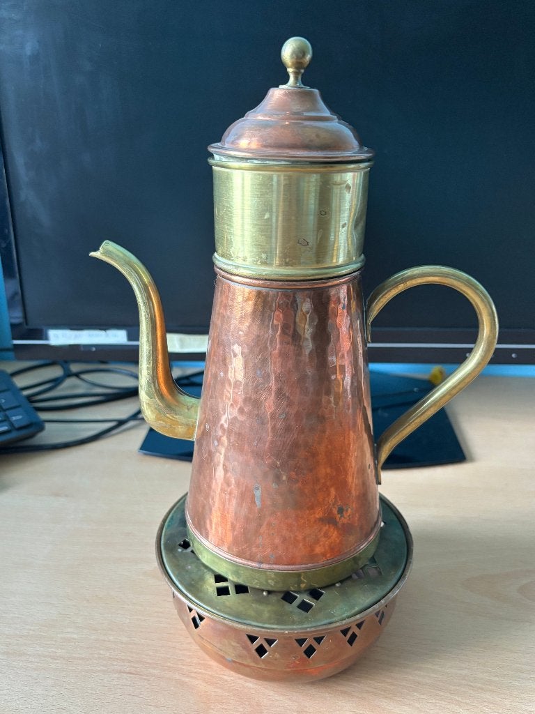 Koperen koffiekan met brander, Enlèvement ou Envoi