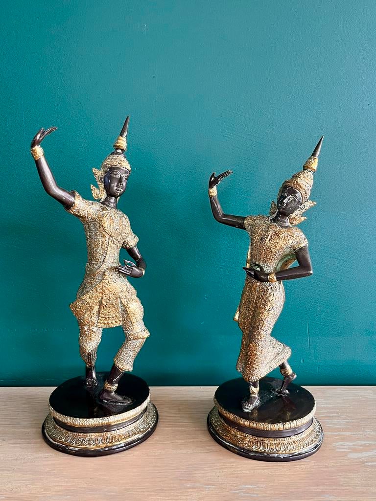 Set van 2 Thaise dansfiguren -  (30 cm), Enlèvement, Utilisé