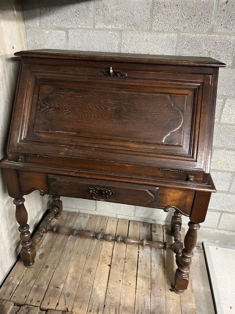 zeer mooi meubel massief eik bureel secretaire  mooi zetels, Ophalen, Zo goed als nieuw