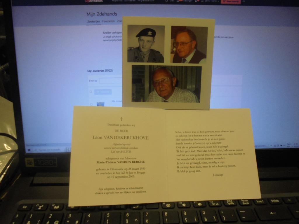 dp Léon Vandekerckhove, Verzamelen, Ophalen of Verzenden, Bidprentje