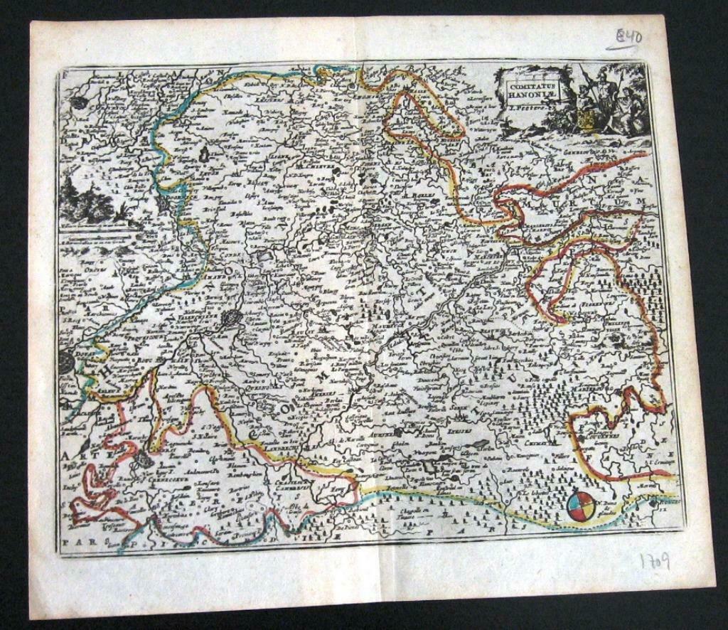 K2 Comitatus Hanoniae 1709 Kaart Henegauwen I Peeters, Livres, Atlas & Cartes géographiques, Enlèvement ou Envoi, Pays-Bas, Utilisé
