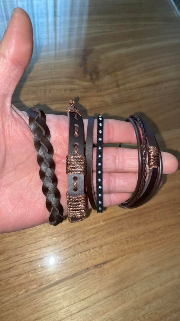 Lot de 4 Bracelets cuir Divers, Enlèvement ou Envoi, Neuf, Cuir