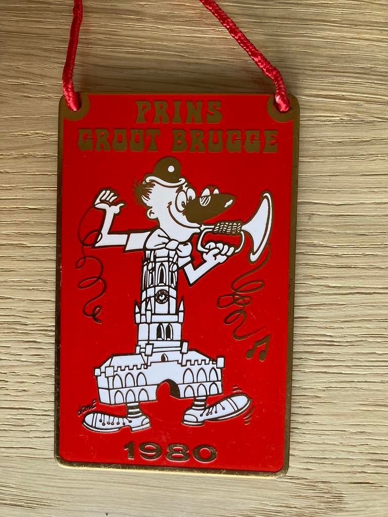 Metalen hanger Prins Carnaval Groot Brugge 1980, Verzamelen, Ophalen, Gebruikt