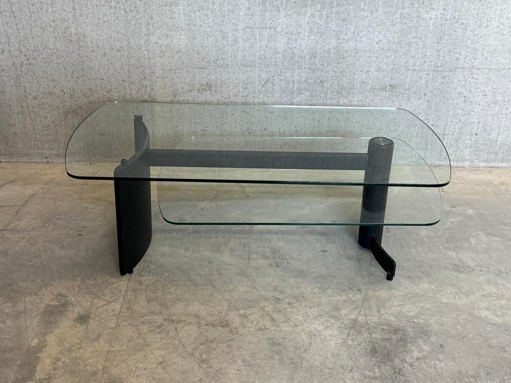 Moderne glazen uitdraaibare salontafel, Ophalen, Gebruikt, 100 tot 150 cm, 50 tot 100 cm