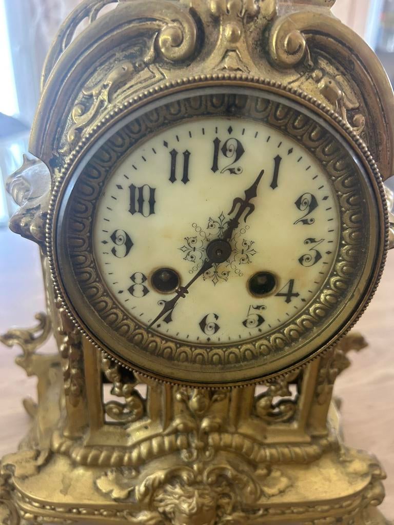 Horloge balancier montre chandeliers bronze antiquités 17 em, Enlèvement ou Envoi
