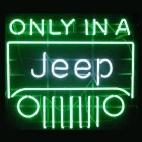 Only in a jeep neon en veel andere USA garage showroom neons, Enlèvement ou Envoi, Neuf, Table lumineuse ou lampe (néon)