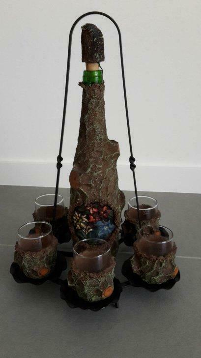 vintage fles en glaasjes, souvenir uit Duitsland