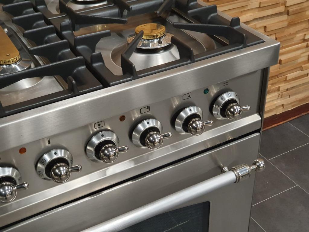 Poêle Boretti deluxe 80cm  acier inoxydable classique 1 four, Gaz, Enlèvement ou Envoi, Plaque chauffante, Comme neuf