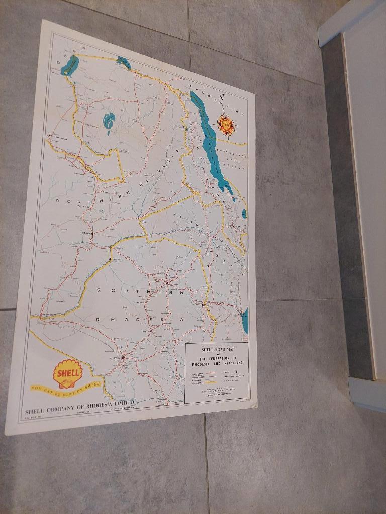 Affiche Shell road map, Rhodesian litho Ltd., Verzamelen, Verzenden