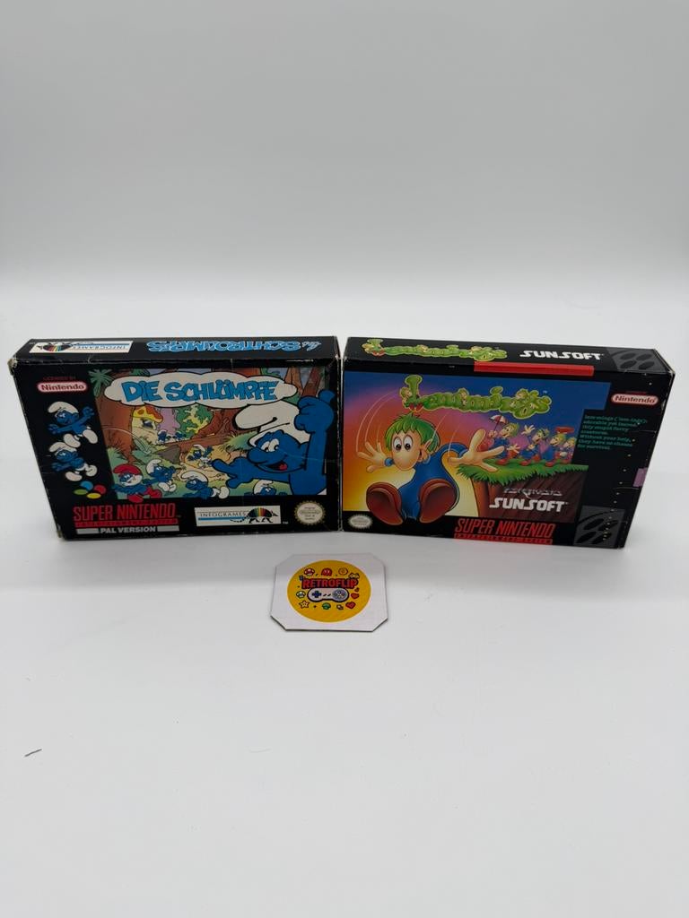 Lemmings USA + Les Schtroumpfs Pal Super Nintendo SNES, Avontuur en Actie, Gebruikt, 1 speler, Eén computer