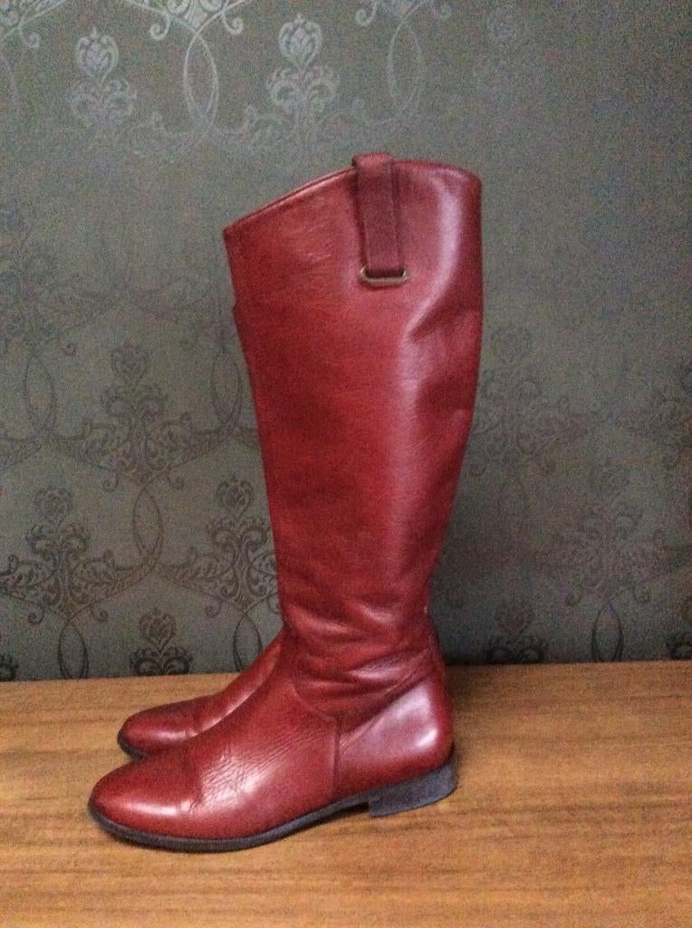 Bottes en cuir rouges 37, Rouge, Enlèvement ou Envoi, Comme neuf, Bottes hautes