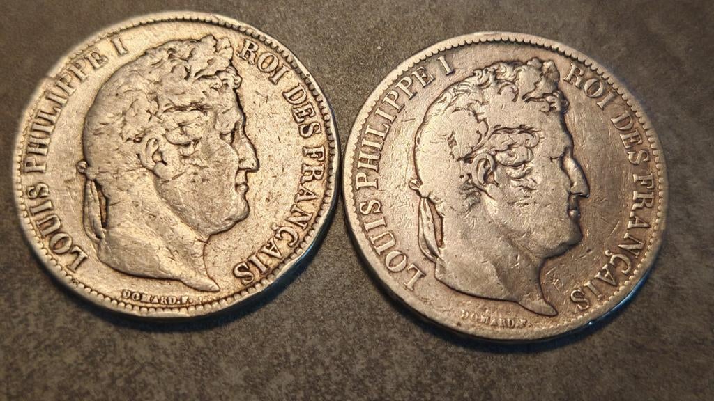 France,Louis Philipe,5 Franc 1831 W&D, 2 stuks zilver., Ophalen of Verzenden, Frankrijk, Setje, Zilver