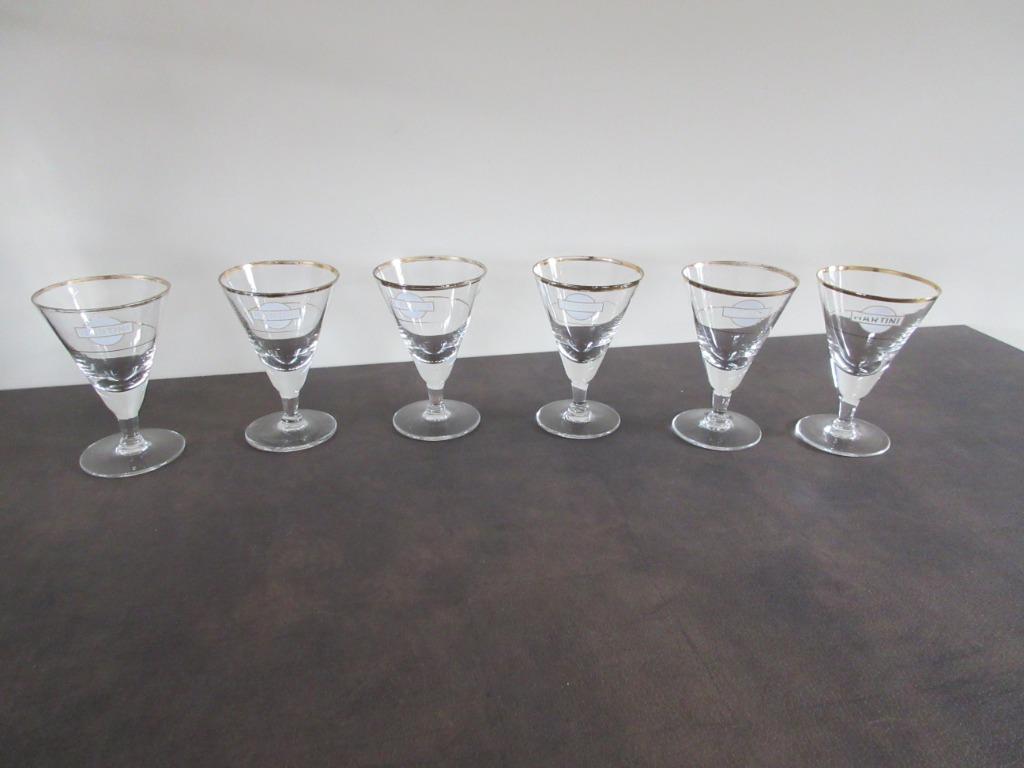 6 vintage MARTINI glazen oude drinkglas MARTINI, Ophalen