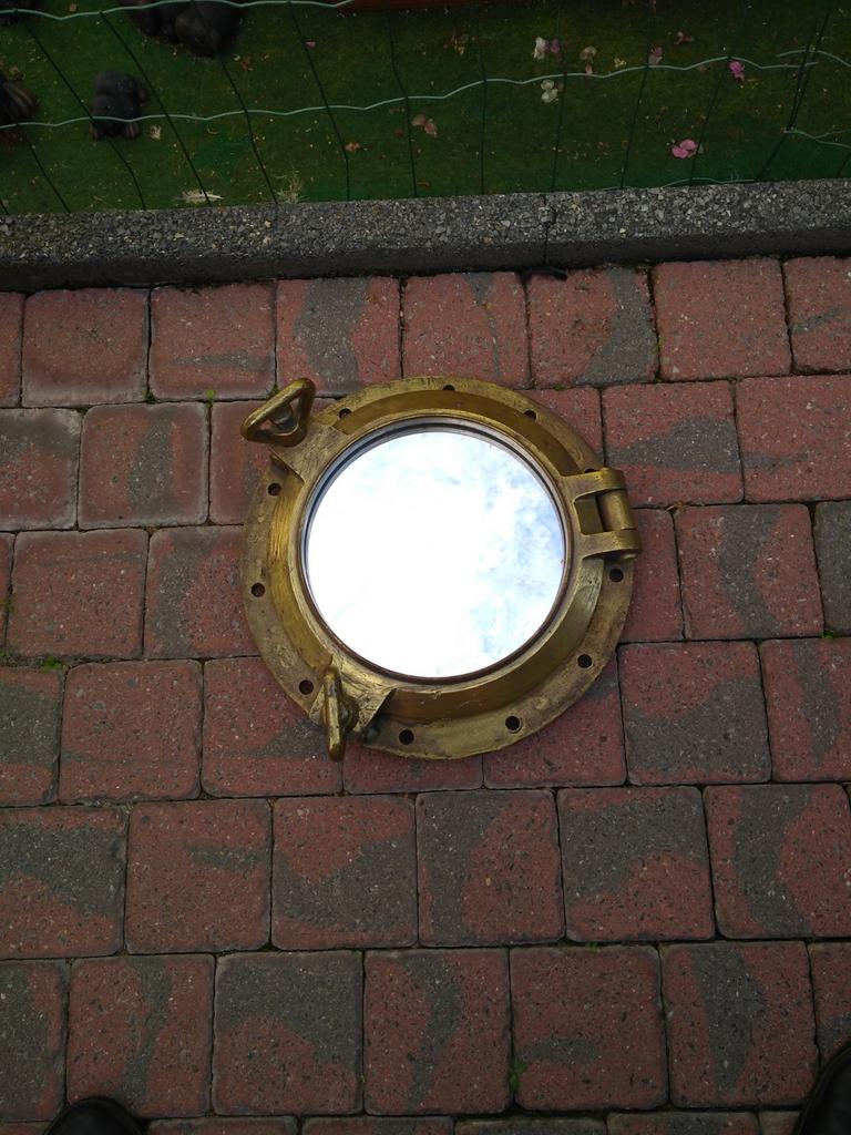 Koperen Patrijspoort met spiegel, Ophalen, Zo goed als nieuw