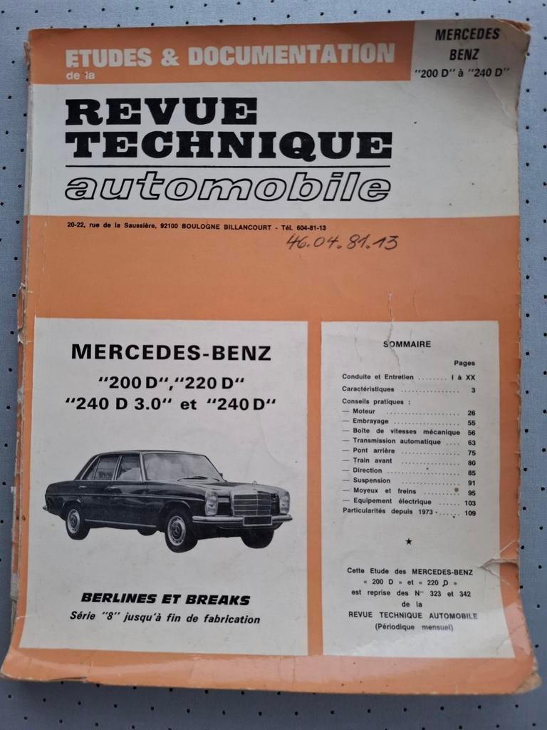 Mercedes 200D 220D 240D, Enlèvement