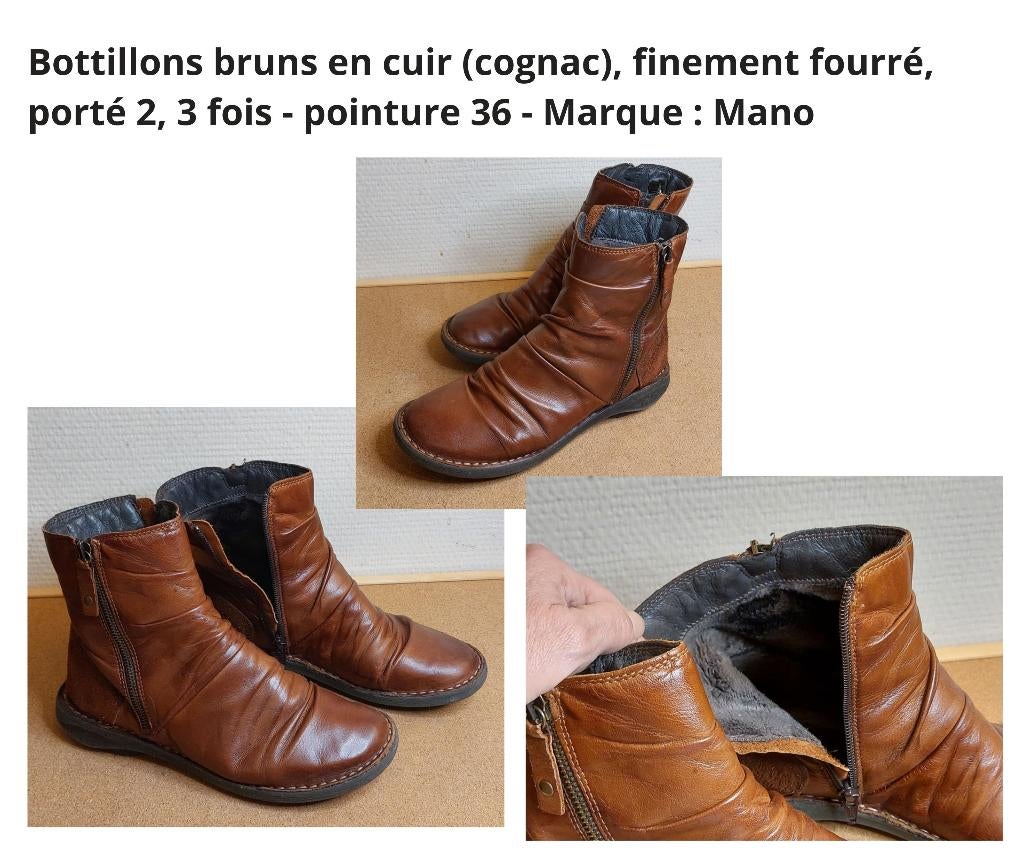 Bottillons en cuir - pointure 36, Enlèvement ou Envoi, Comme neuf, Brun, Boots et Botinnes