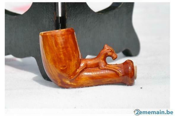 foyer de pipe au poney en terre de pipe émaillé neuf, Collections, Articles de fumeurs, Briquets & Boîtes d'allumettes, Neuf, Boite à tabac ou Emballage