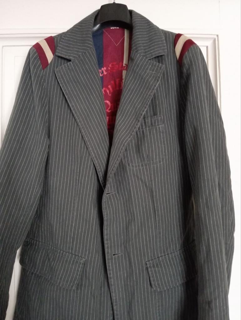 Tommy Hilfiger - grijze blazer met rode details, maat : L, Kleding | Heren, Kostuums en vesten, Ophalen of Verzenden, Zo goed als nieuw