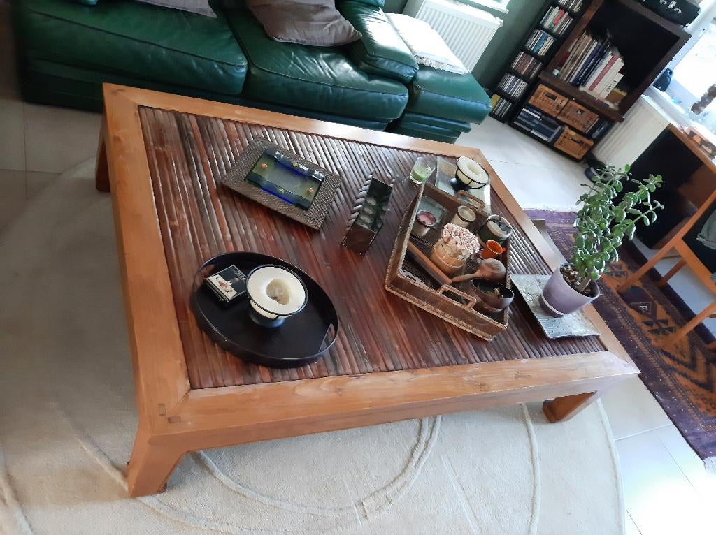 Très belle et grande table basse japonaise en excellent état, 150 à 200 cm, Moins de 50 cm, Teck, Comme neuf