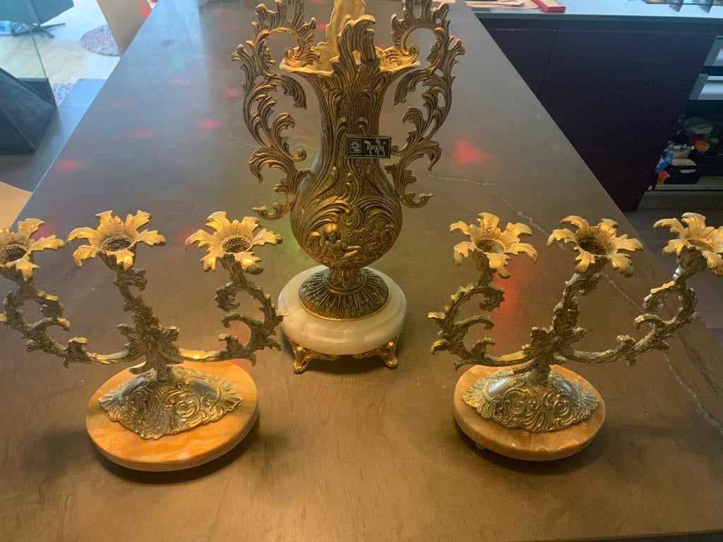 2 chandeliers + vase Rocalba, Enlèvement, Cuivre ou Bronze
