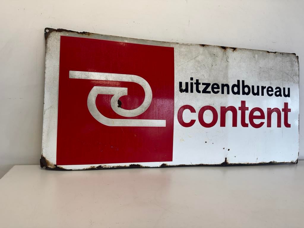 content uitzendbureau emaille bord, Enlèvement ou Envoi