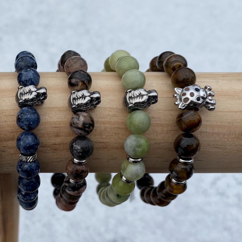 Superbes bracelets en pierre naturelle , Neuf, Enlèvement ou Envoi, Autres couleurs, Avec bracelets à breloques ou perles
