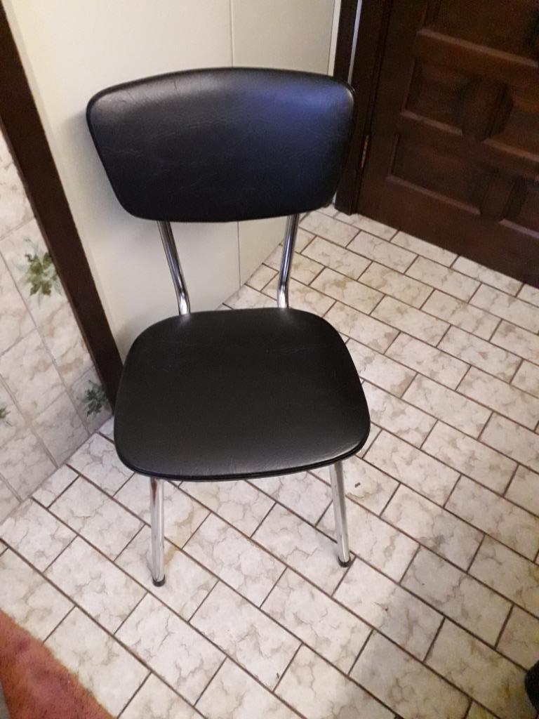 Chromen keukenstoelen + zwart alcantara, Ophalen, Drie, Zwart, Zo goed als nieuw
