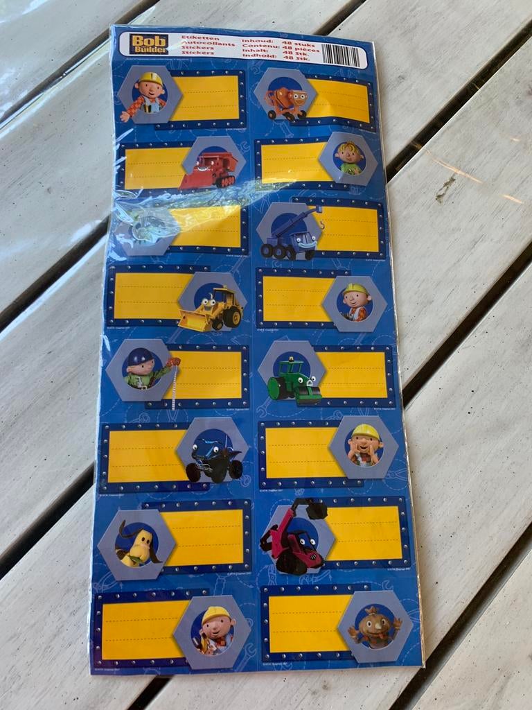 48 nieuwe etiketten Bob de bouwer, Ophalen of Verzenden, Nieuw