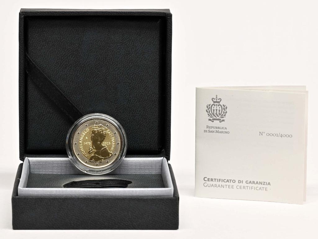 San Marino 2025 - Michelangelo - 2 euro - Reverse proof, Enlèvement ou Envoi, Saint-Marin, 2 euros, Série