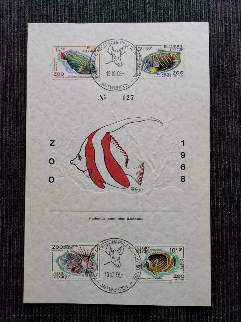 Zoo d'Anvers timbres 19/10/1968, Timbres & Monnaies, Enlèvement ou Envoi