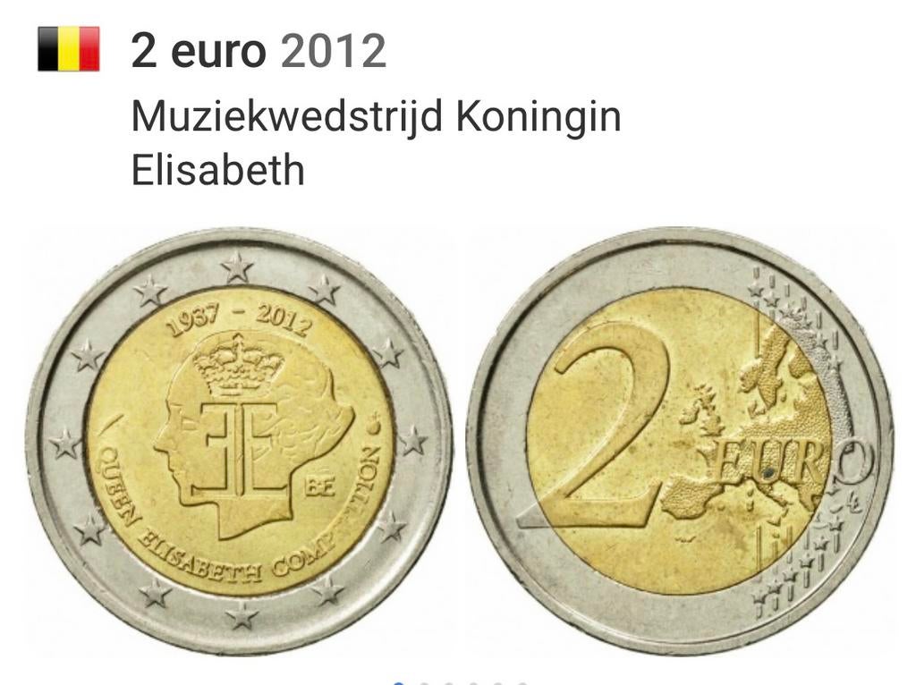 Twee Euro muntstuk Queen Elisabeth Competition 1937-2012, Ophalen, België, 2 euro