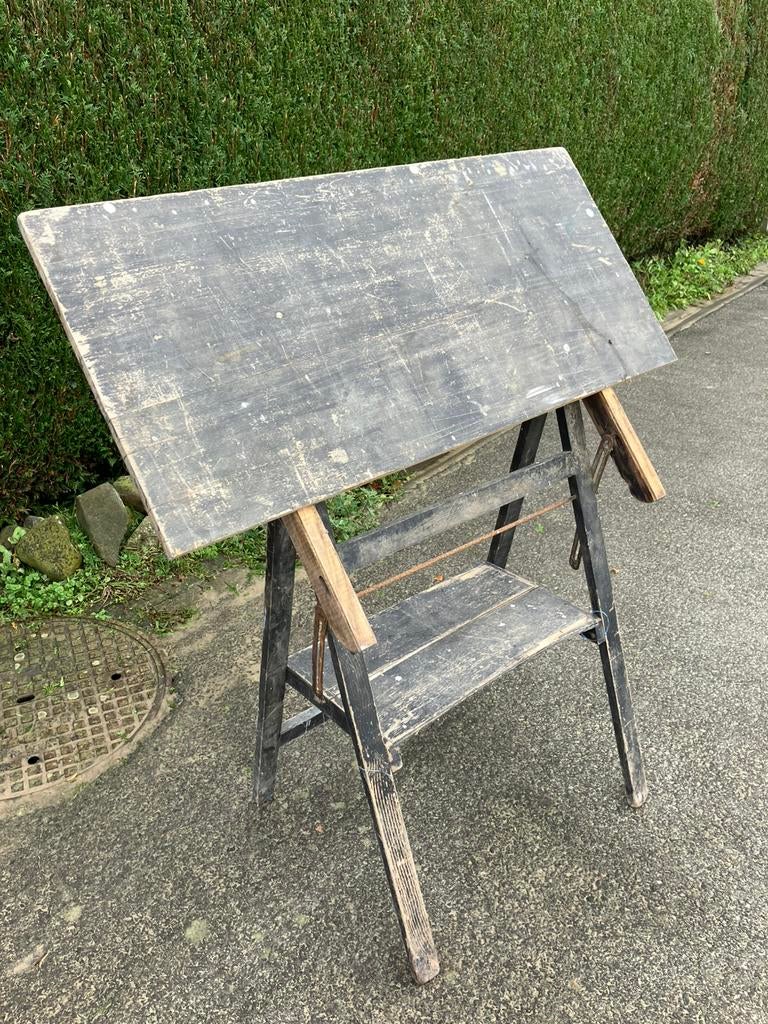 Antieke grote tekentafel, Ophalen, Gebruikt