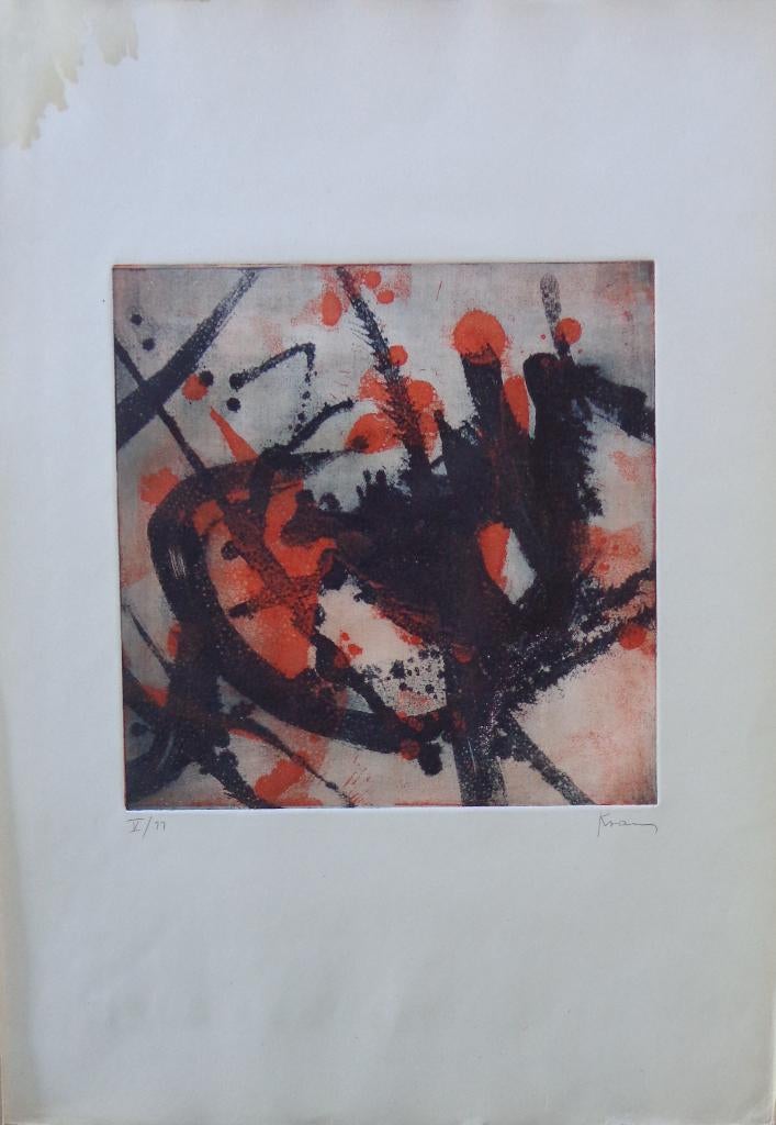 GÜNTHER KRAUS / ABSTRACTIE / KLEURETS / 50x35cm / SIG / 1960, Gesigneerd, Ophalen of Verzenden