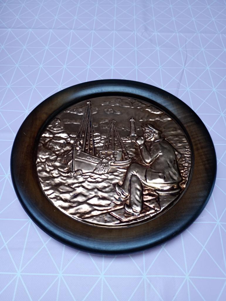 Plaque bois et cuivre, Enlèvement ou Envoi, Cuivre