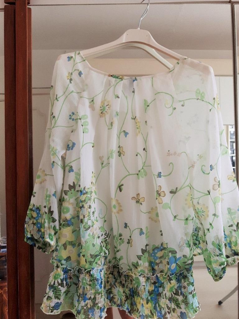chemisier blouse Vero Moda blanche fleurie herb manche 3/4, Taille 38/40 (M), Vero moda, Enlèvement ou Envoi, Comme neuf