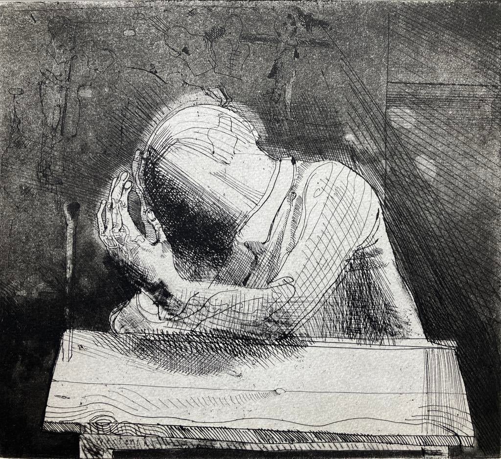 Ets Co Westerik (1924-2018) Le penseur, Antiek en Kunst, Ophalen of Verzenden