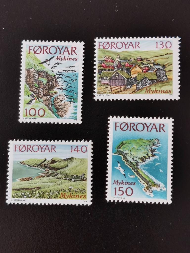 Îles Féroé/Foroyar 1978 - paysages de l'île de Mykines **, Timbres & Monnaies, Timbres | Europe | Scandinavie, Enlèvement ou Envoi