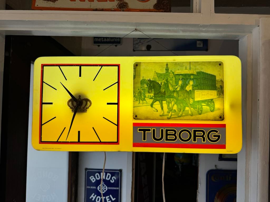 TUBORG bier reclame lichtbak 1975, Ophalen, Gebruikt, Lichtbak of (neon) lamp