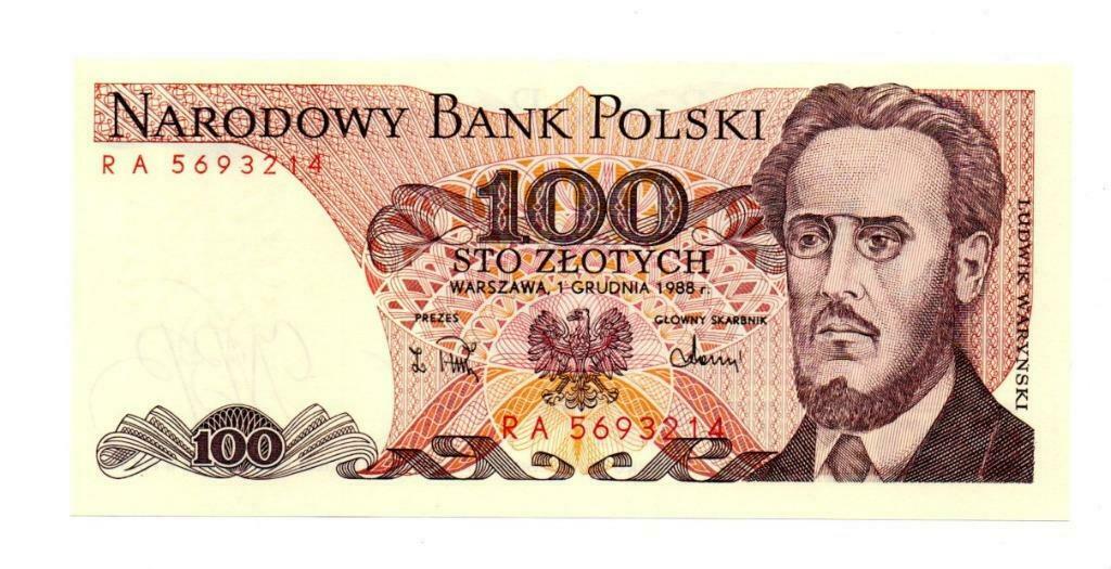 100 ZLOTYCH 1988    POLEN    UNC    P 143e     € 0,25, Ophalen of Verzenden, Polen, Los biljet