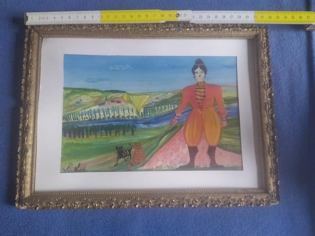Véritable Peinture du peintre naïf G Laplau. 1938-2009