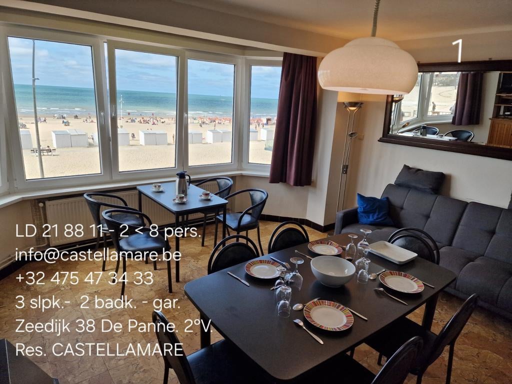 ** De Panne Zeedijk 38 2 verd. 3 slpk. 2 badk. 2 > 8 pers. =