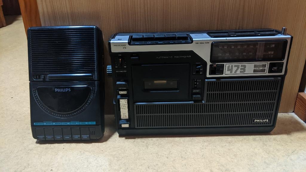 Lot de 2 lecteurs K7 Philips Vintage à réparer, Enlèvement ou Envoi, Simple, Philips, Tape counter