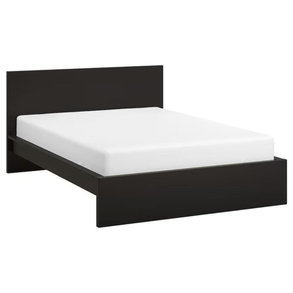 Lit double IKEA Malm noir 160 x 200 cm, Comme neuf, Enlèvement, 200 cm, Bois