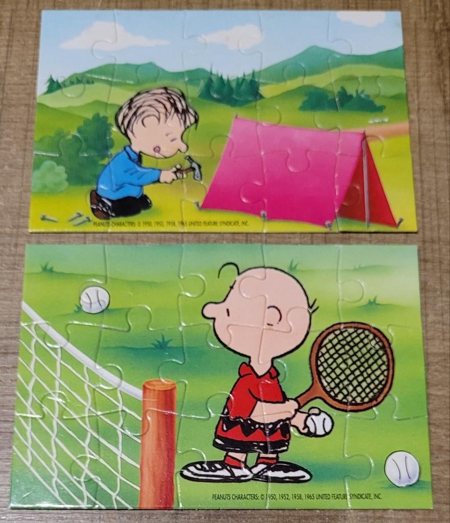 Stripreeks Snoopy: 2 mini-puzzels, Verzamelen, Stripfiguren, Ophalen of Verzenden, Snoopy, Zo goed als nieuw, Overige typen
