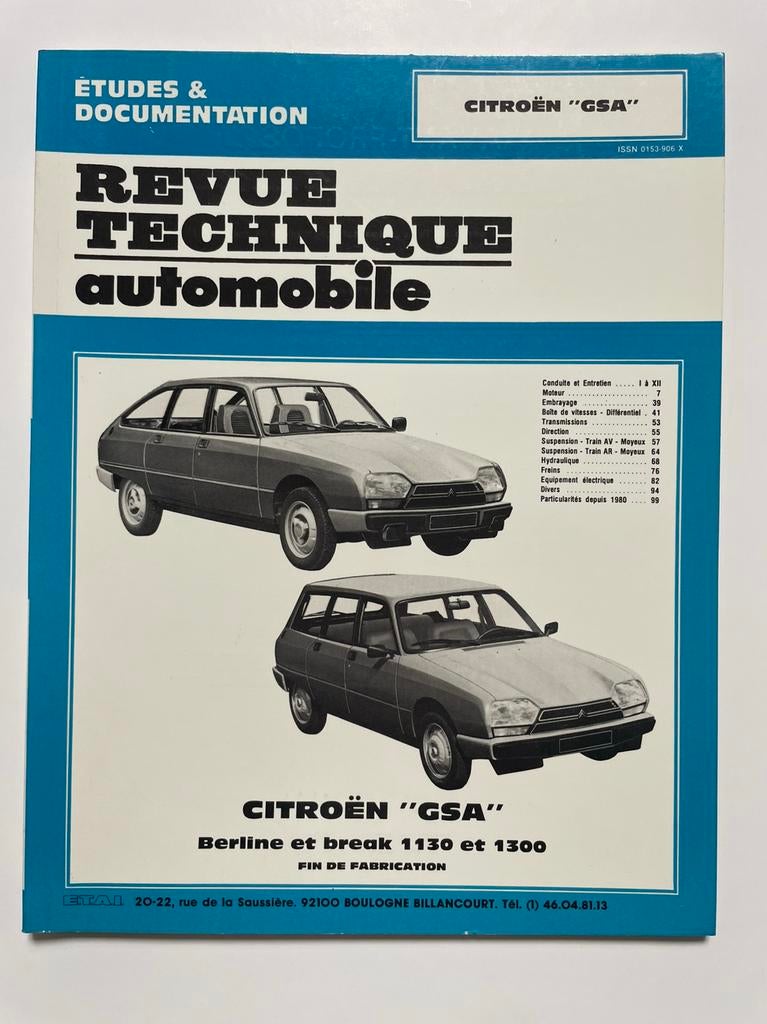 Revue technique Citroen GSA, Enlèvement ou Envoi